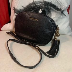 Michael Kors Black Ginny Leather Tassel Crossbody